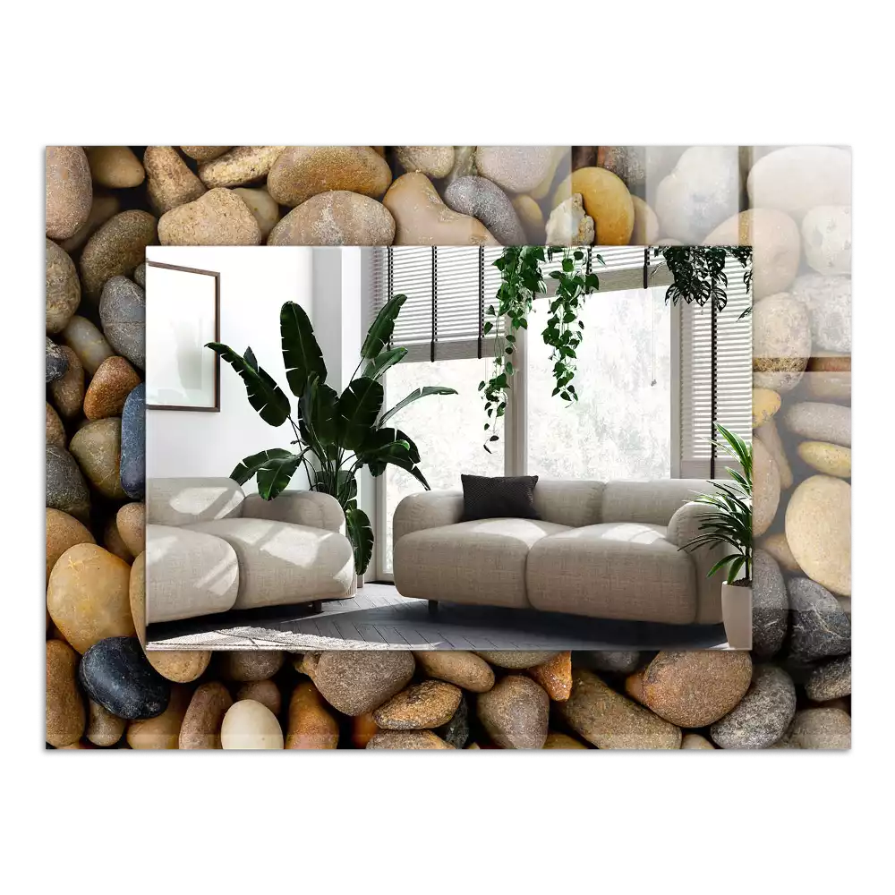 Rechteckiger spiegel Bunte glatte Steine