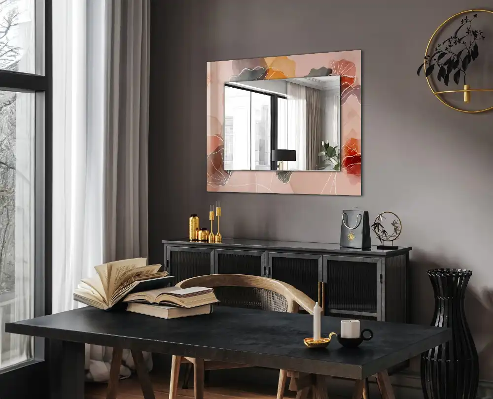 Rechteckiger dekorativer spiegel Abstrakte Blumenmuster