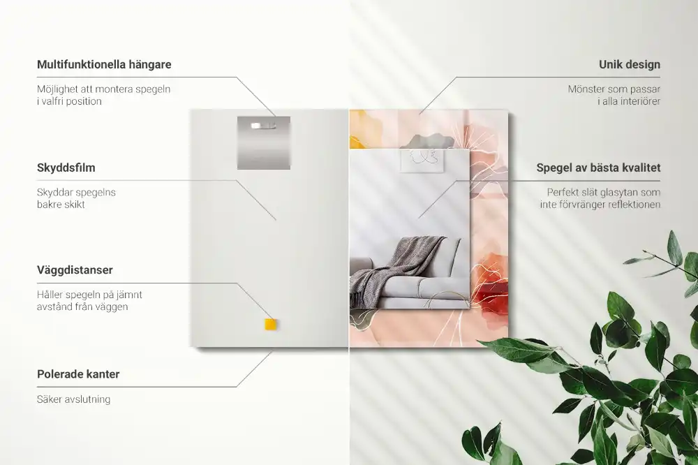 Rechteckiger dekorativer spiegel Abstrakte Blumenmuster