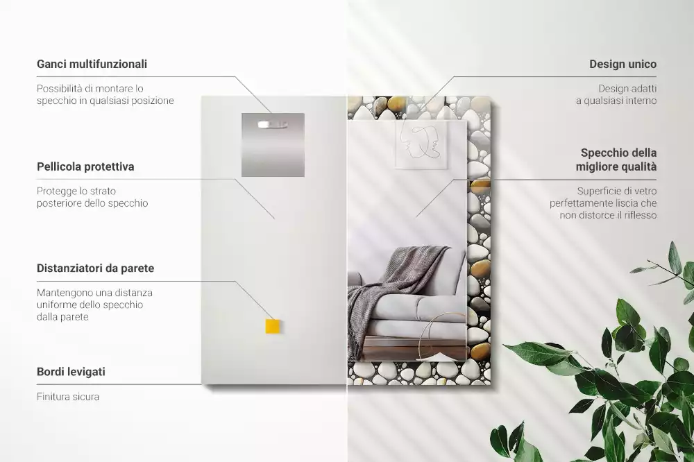 Spiegel mit rechteckigem aufdruck Steinmuster Textur