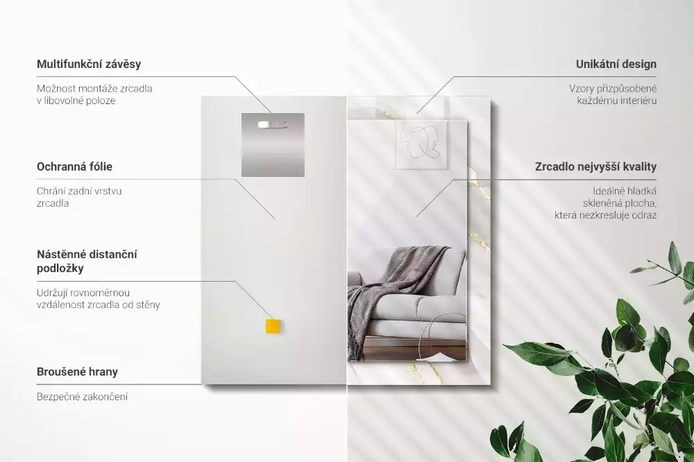 Rechteckiger spiegel Grauer Marmor