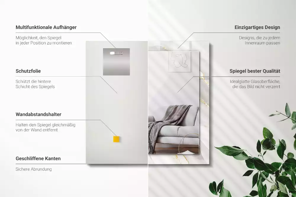 Rechteckiger spiegel Grauer Marmor