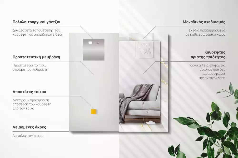 Rechteckiger spiegel Grauer Marmor