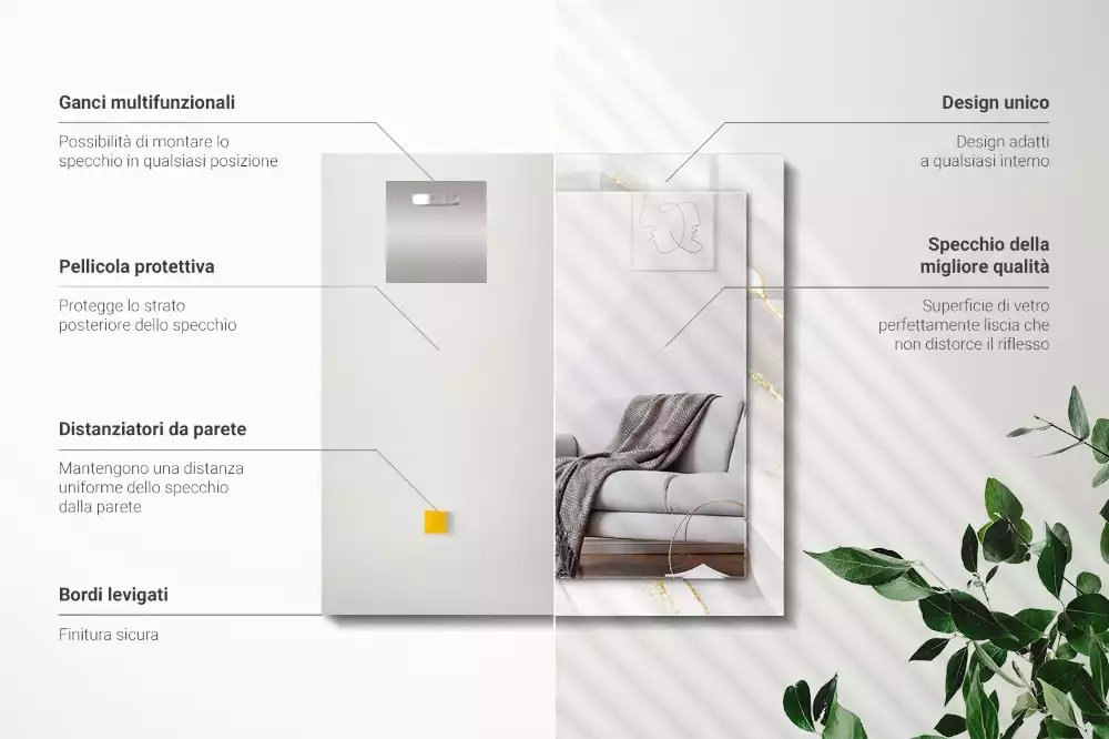 Rechteckiger spiegel Grauer Marmor