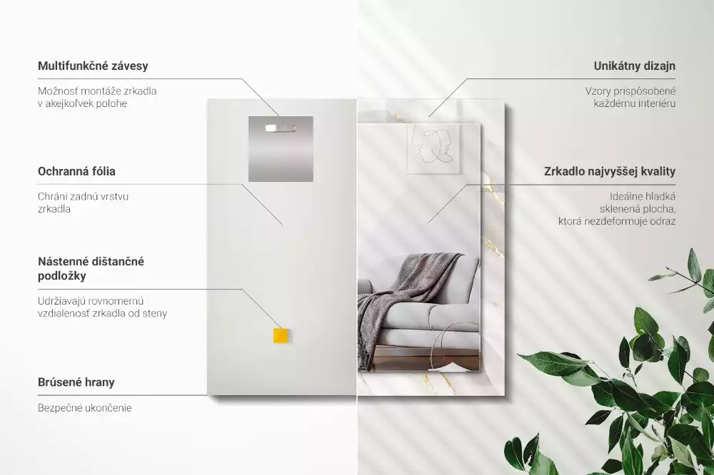 Rechteckiger spiegel Grauer Marmor