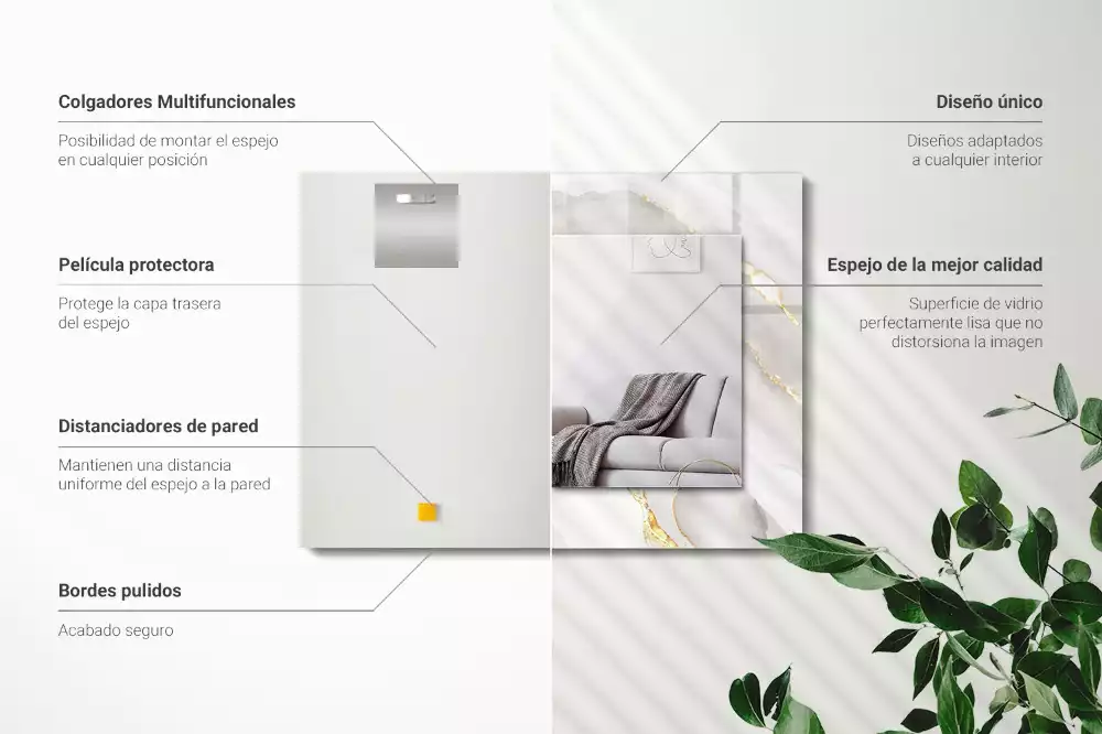 Rechteckiger spiegel Grauer Marmor