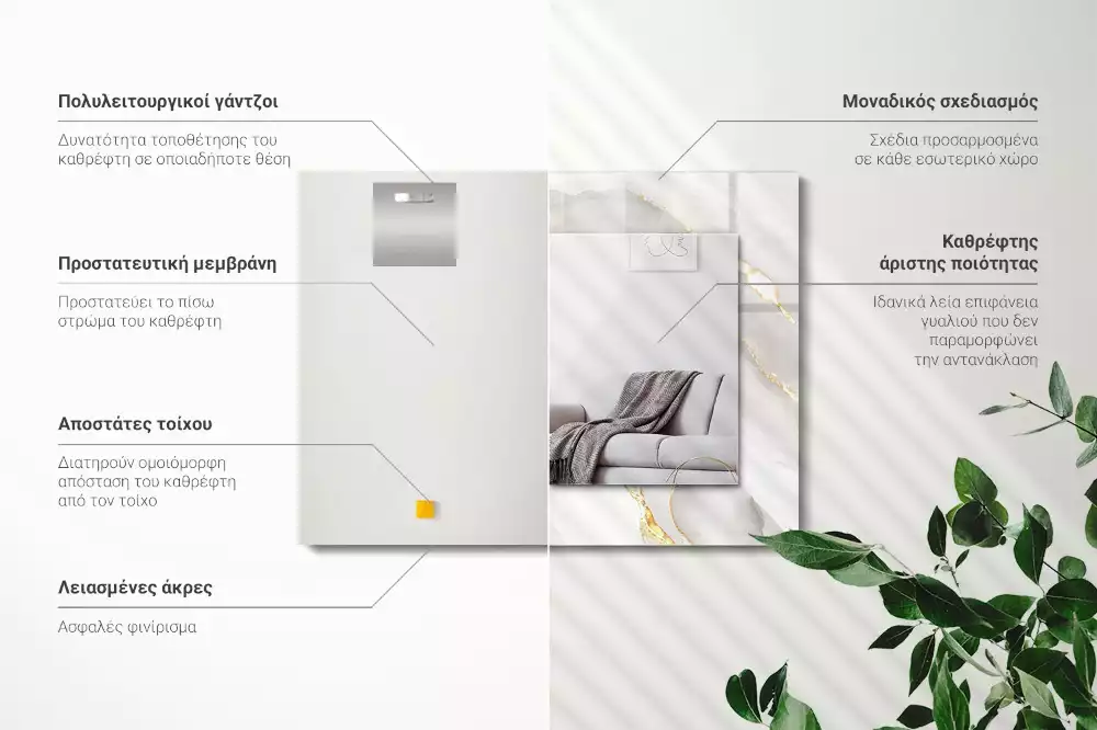 Rechteckiger spiegel Grauer Marmor