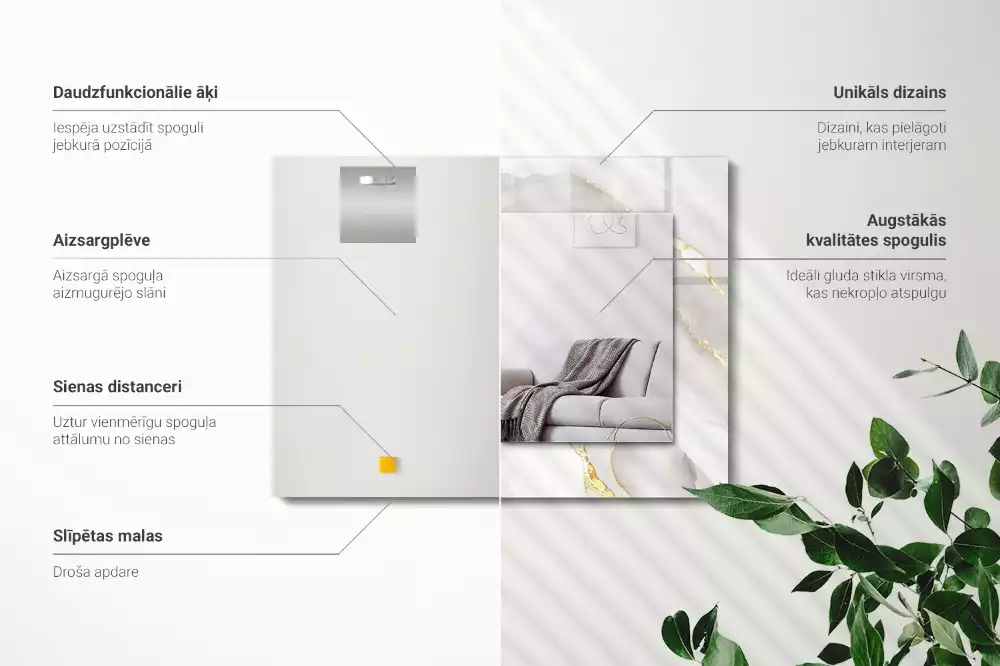 Rechteckiger spiegel Grauer Marmor