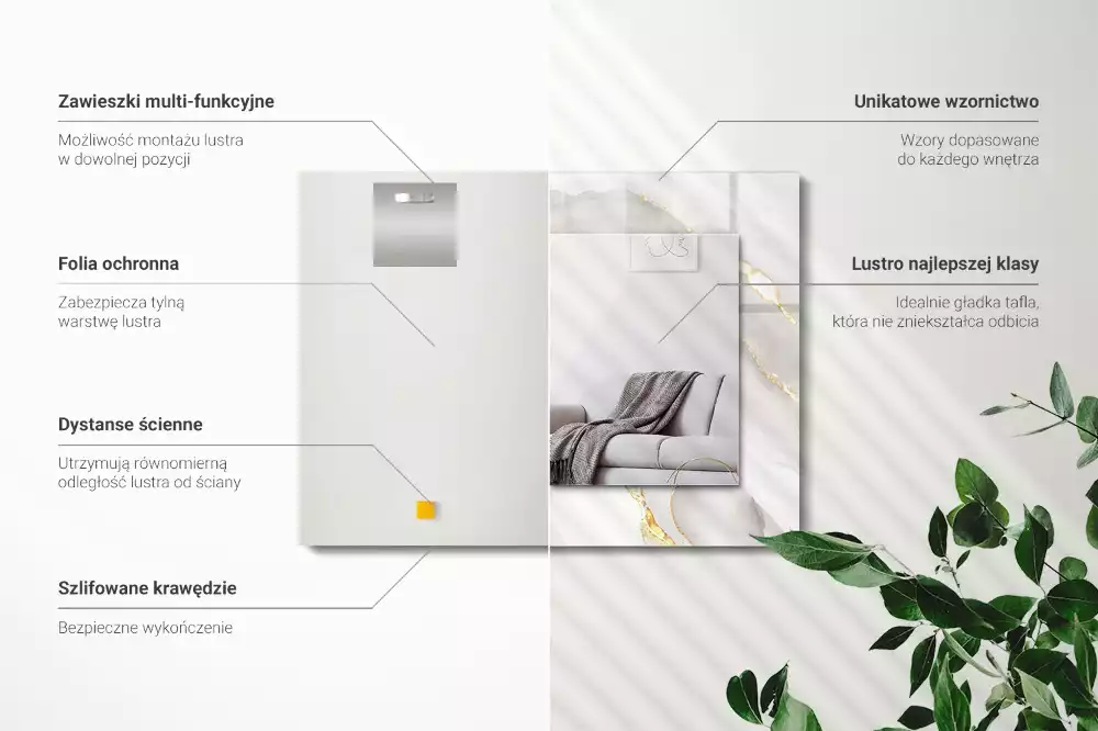 Rechteckiger spiegel Grauer Marmor