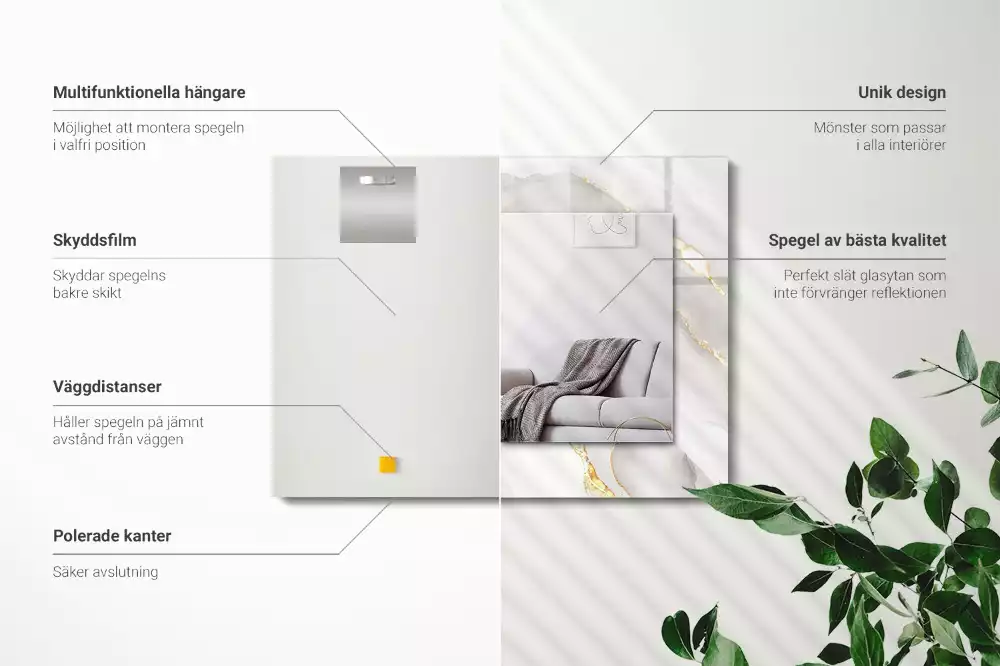 Rechteckiger spiegel Grauer Marmor