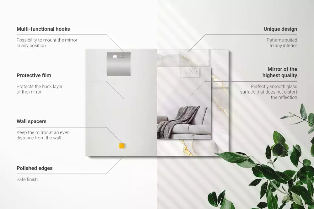 Rechteckiger spiegel Grauer Marmor