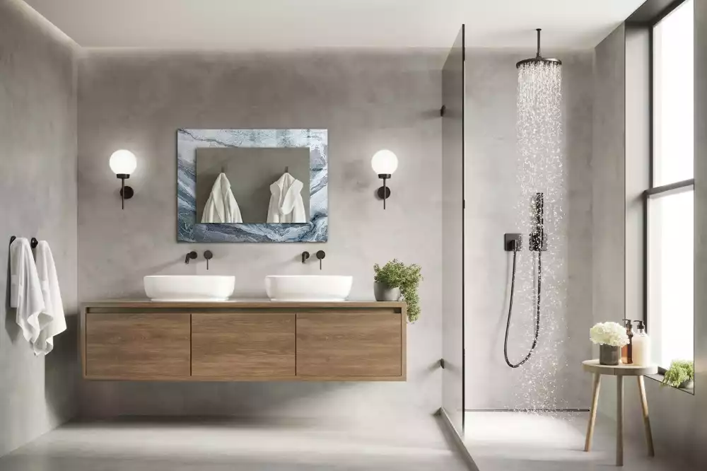 Spiegel mit rechteckigem aufdruck Marmor in Schattierungen