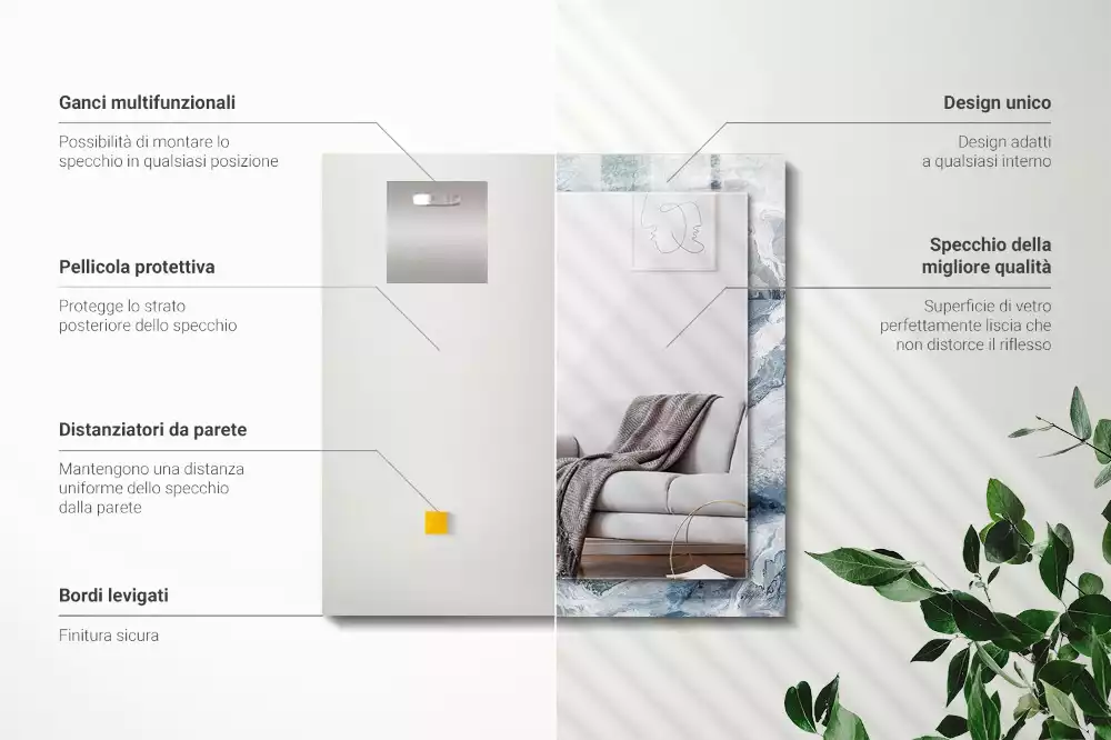 Spiegel mit rechteckigem aufdruck Marmor in Schattierungen