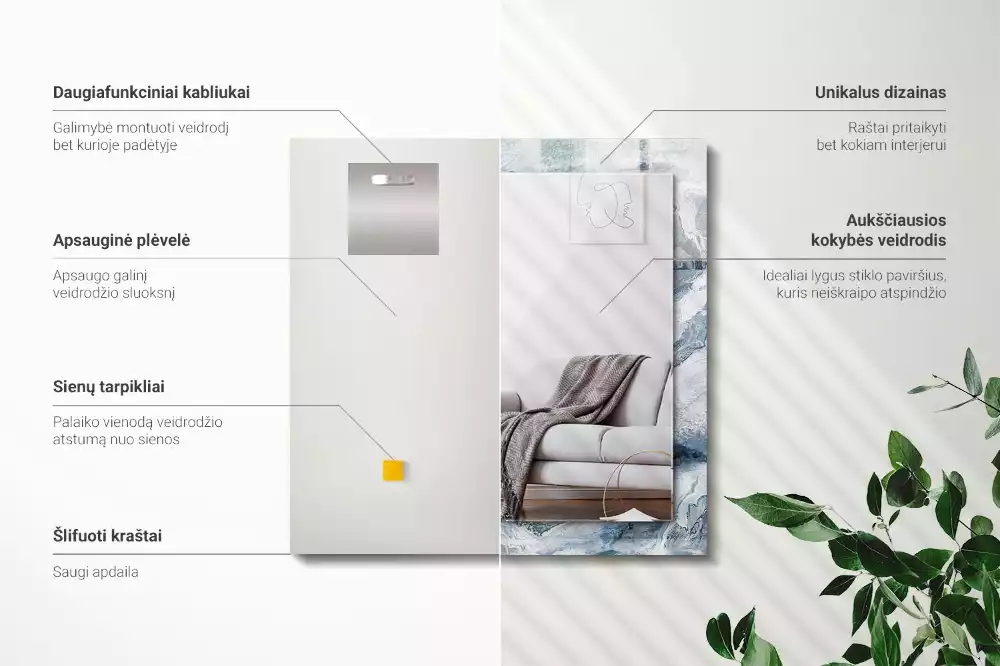 Spiegel mit rechteckigem aufdruck Marmor in Schattierungen