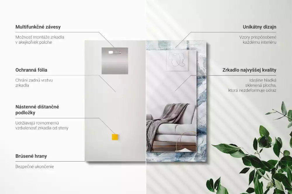 Spiegel mit rechteckigem aufdruck Marmor in Schattierungen