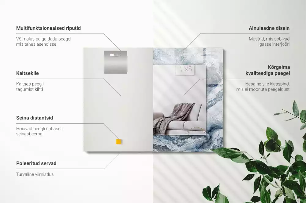 Spiegel mit rechteckigem aufdruck Marmor in Schattierungen