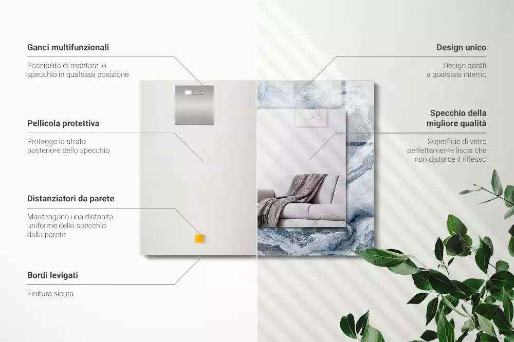 Spiegel mit rechteckigem aufdruck Marmor in Schattierungen