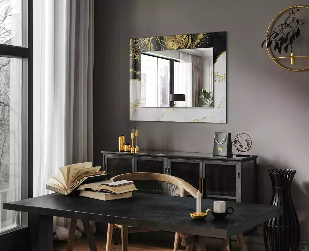 Rechteckiger dekorativer spiegel Abstrakte Goldkunst