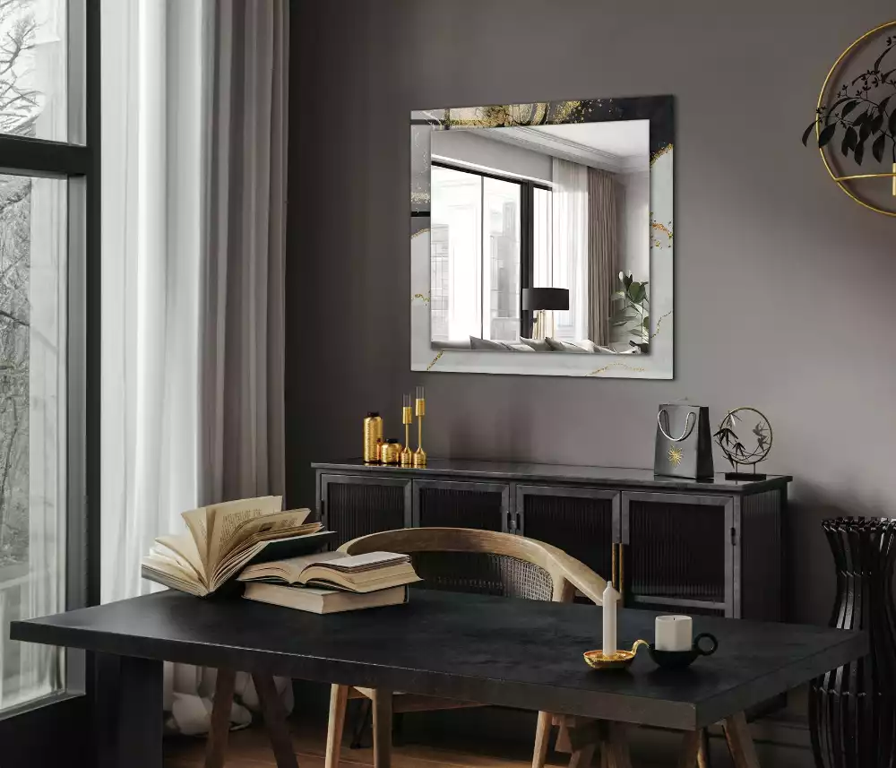 Rechteckiger dekorativer spiegel Abstrakte Goldkunst