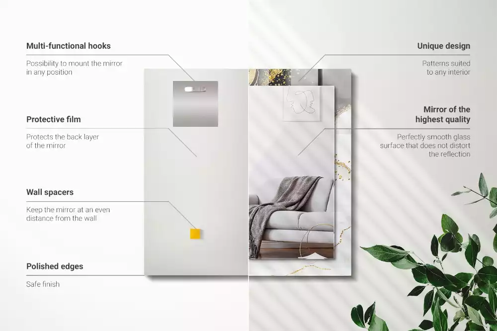 Rechteckiger dekorativer spiegel Abstrakte Goldkunst