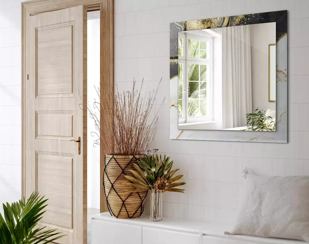 Rechteckiger dekorativer spiegel Abstrakte Goldkunst