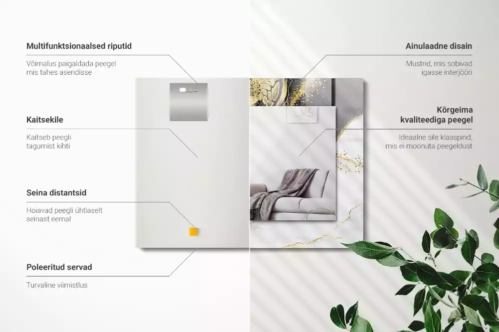 Rechteckiger dekorativer spiegel Abstrakte Goldkunst