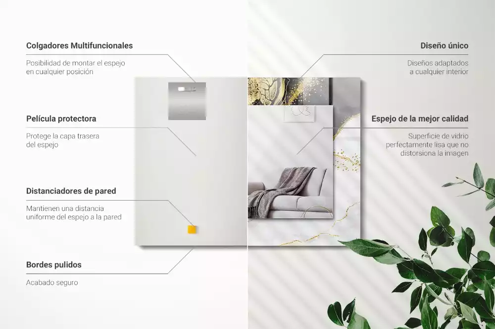 Rechteckiger dekorativer spiegel Abstrakte Goldkunst