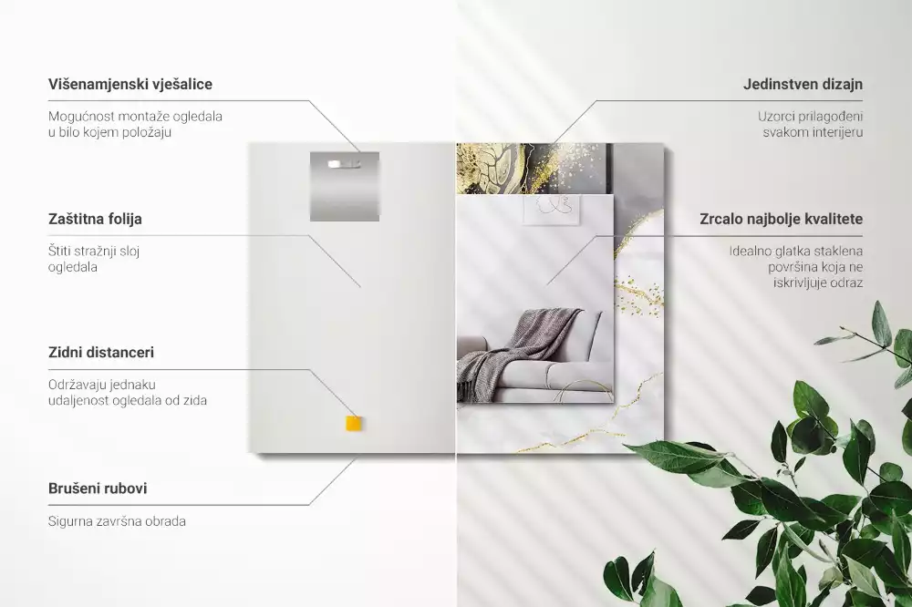 Rechteckiger dekorativer spiegel Abstrakte Goldkunst