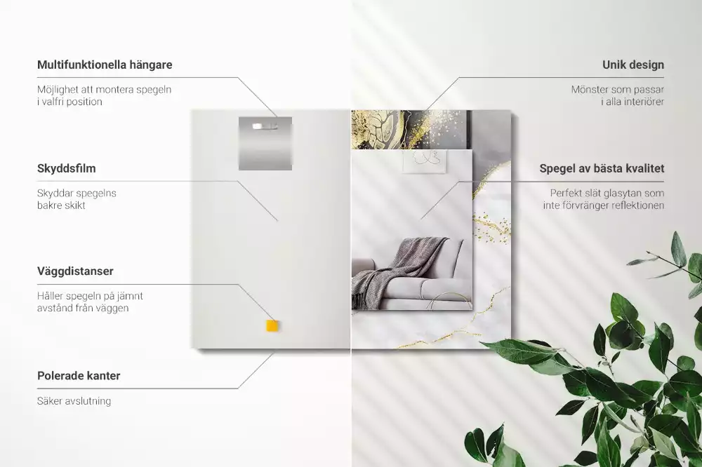 Rechteckiger dekorativer spiegel Abstrakte Goldkunst