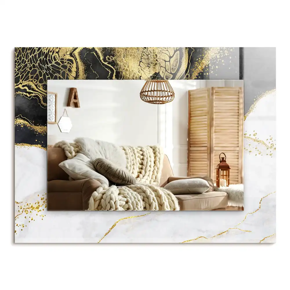 Rechteckiger dekorativer spiegel Abstrakte Goldkunst