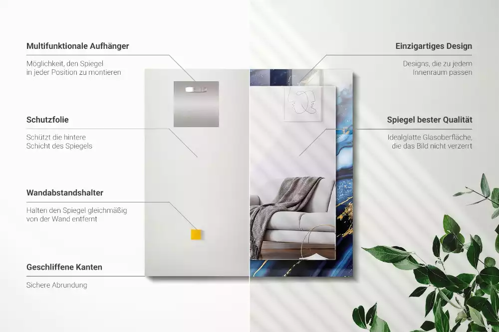 Rechteckiger spiegel Abstrakte Marmorkunst