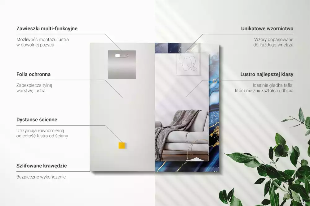 Rechteckiger spiegel Abstrakte Marmorkunst