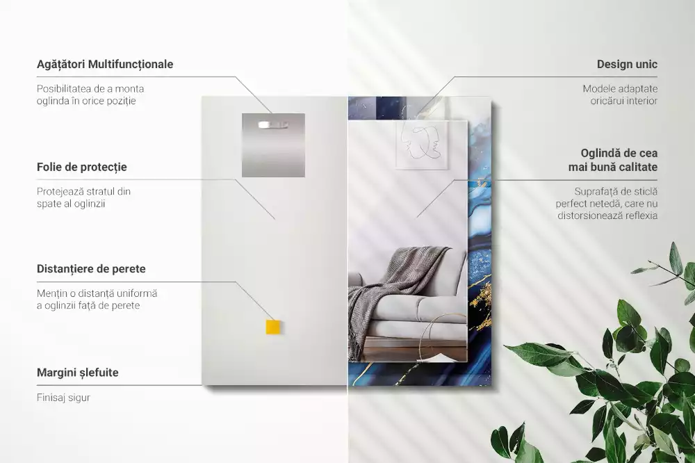 Rechteckiger spiegel Abstrakte Marmorkunst