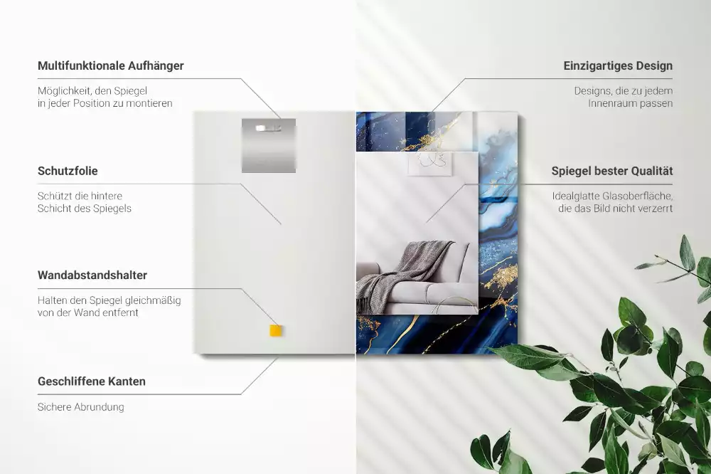 Rechteckiger spiegel Abstrakte Marmorkunst