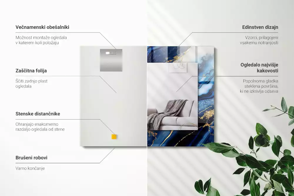 Rechteckiger spiegel Abstrakte Marmorkunst