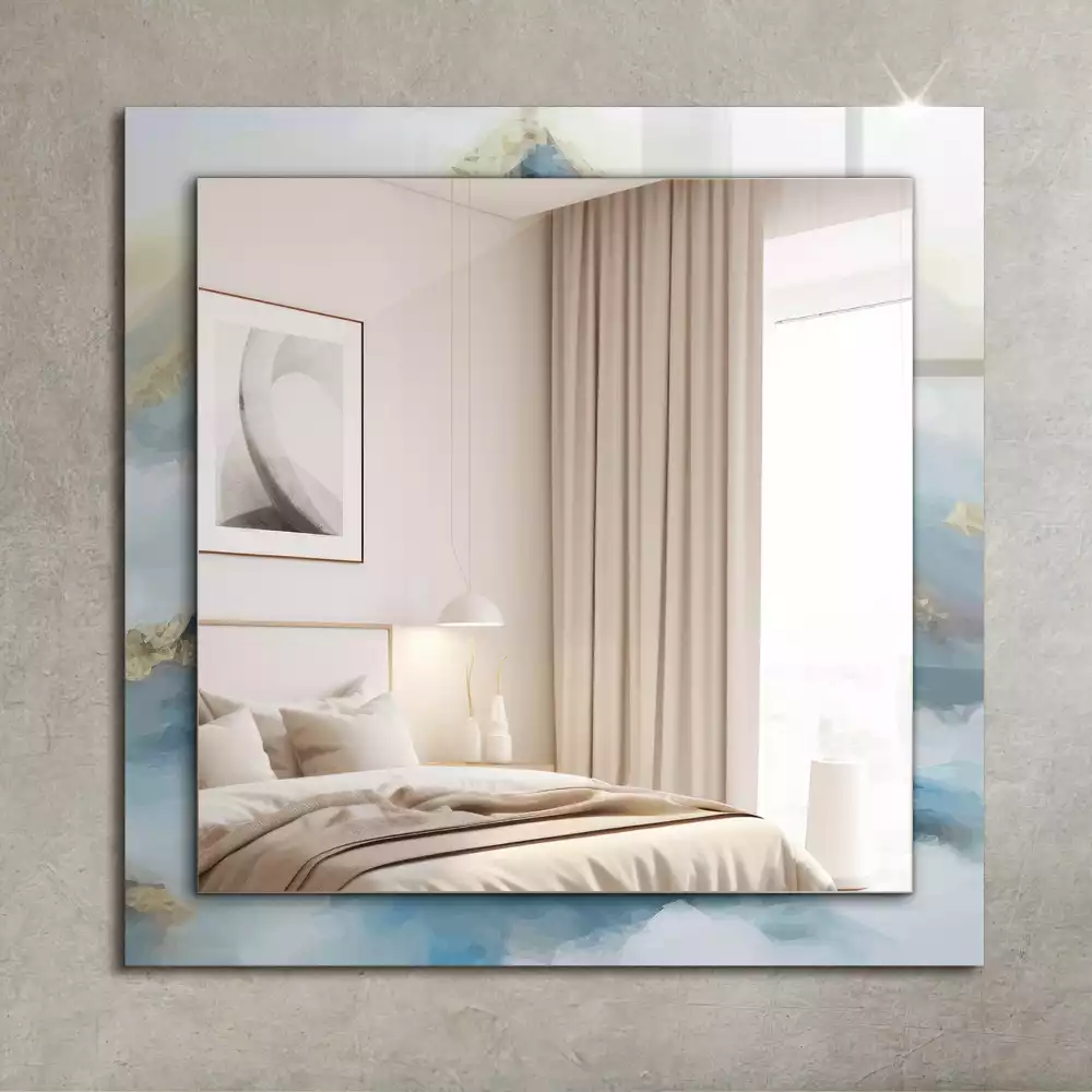 Rechteckiger dekorativer spiegel Berge im Nebel