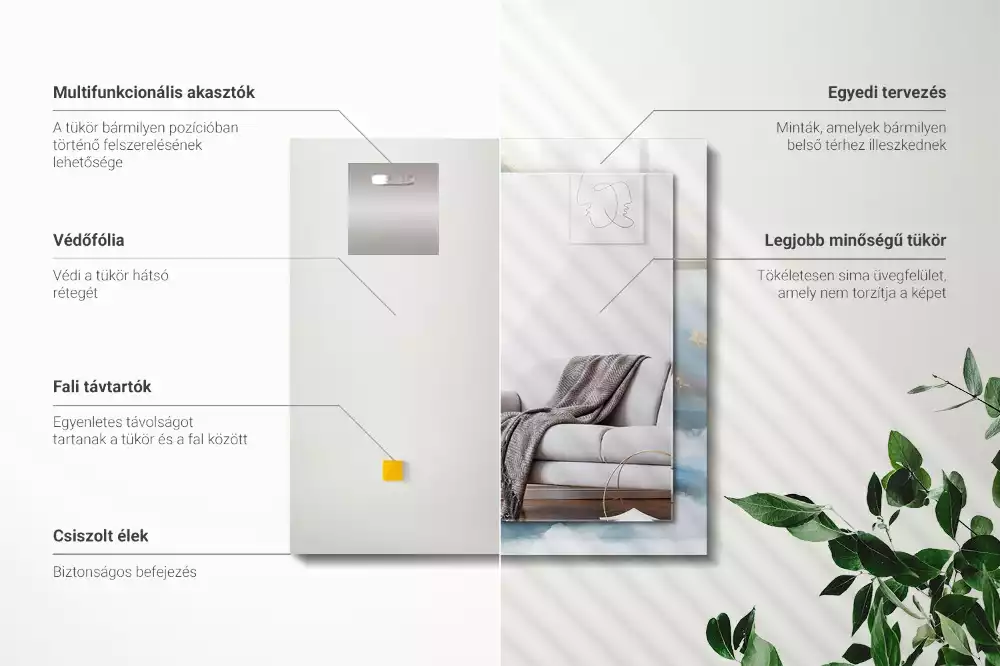 Rechteckiger dekorativer spiegel Berge im Nebel