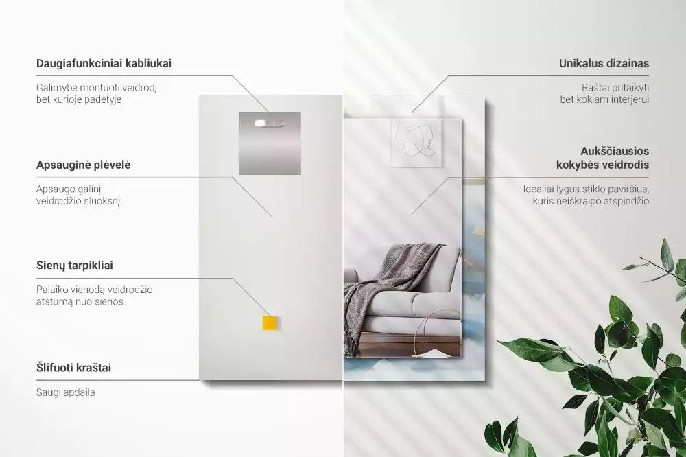 Rechteckiger dekorativer spiegel Berge im Nebel