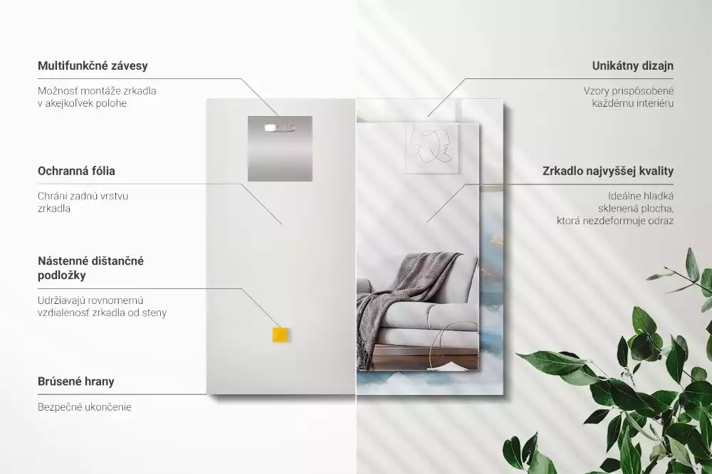 Rechteckiger dekorativer spiegel Berge im Nebel