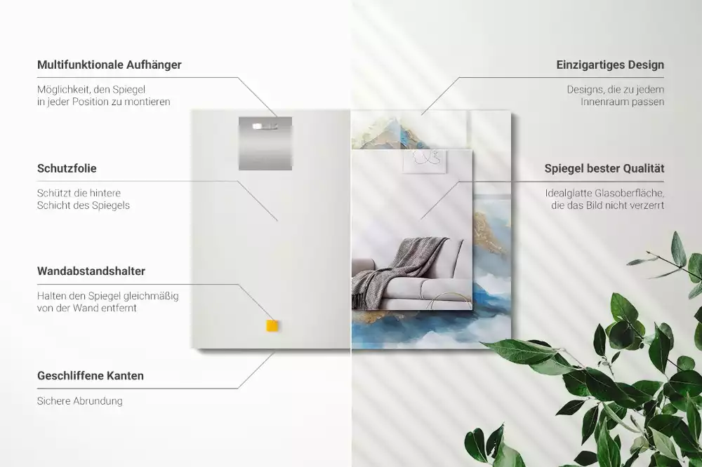 Rechteckiger dekorativer spiegel Berge im Nebel