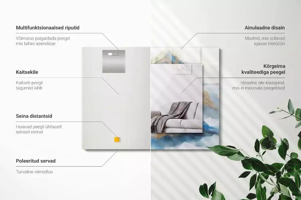 Rechteckiger dekorativer spiegel Berge im Nebel