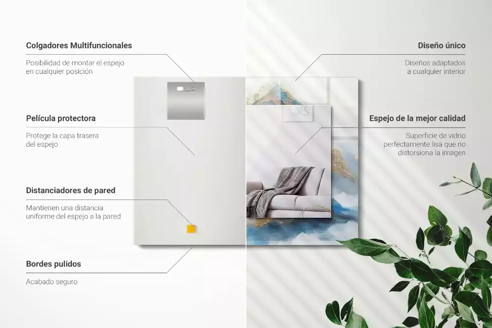 Rechteckiger dekorativer spiegel Berge im Nebel