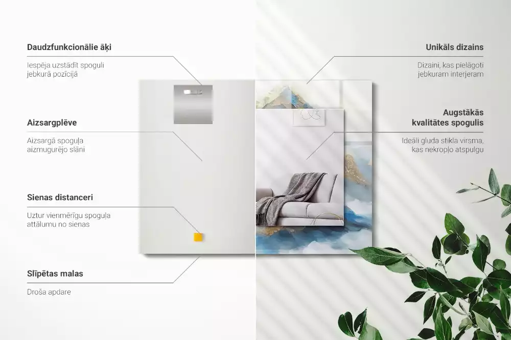 Rechteckiger dekorativer spiegel Berge im Nebel