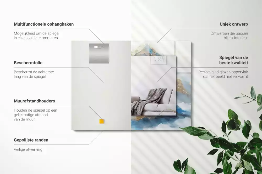 Rechteckiger dekorativer spiegel Berge im Nebel