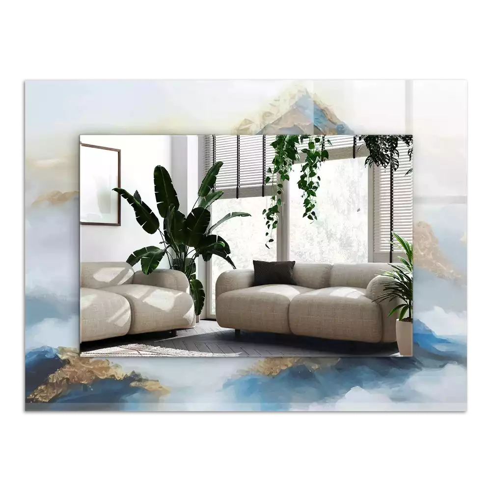 Rechteckiger dekorativer spiegel Berge im Nebel