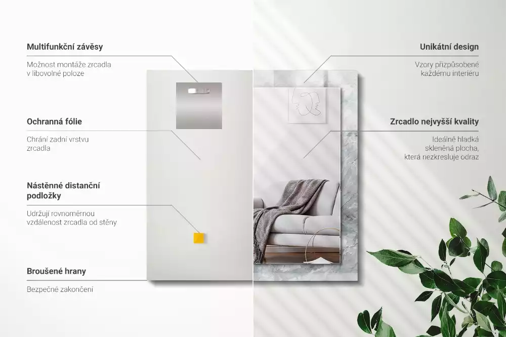 Spiegel mit rechteckigem aufdruck Graue Marmoradern