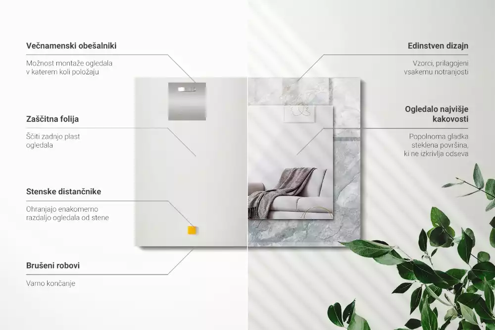 Spiegel mit rechteckigem aufdruck Graue Marmoradern