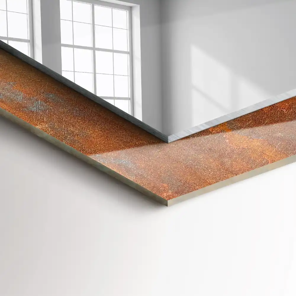 Rechteckiger spiegel Rostige Metalloberfläche