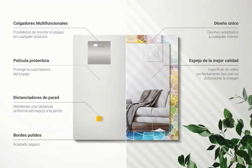 Spiegel mit rechteckigem aufdruck Bunte abstrakte Mosaik