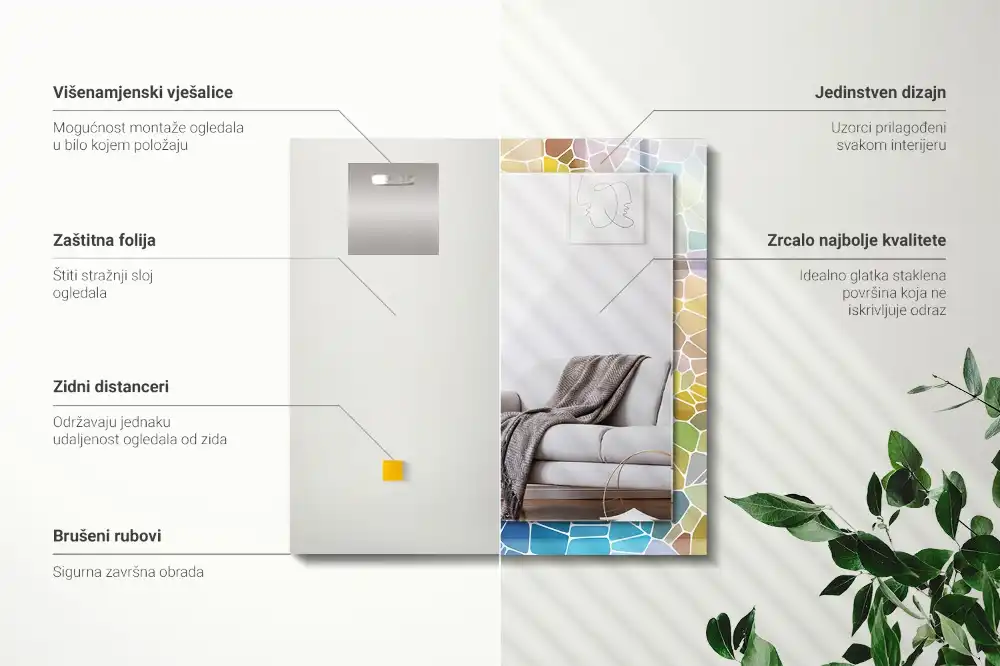 Spiegel mit rechteckigem aufdruck Bunte abstrakte Mosaik